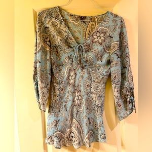 Ann Taylor - Blue and Taupe patterned silk shirt